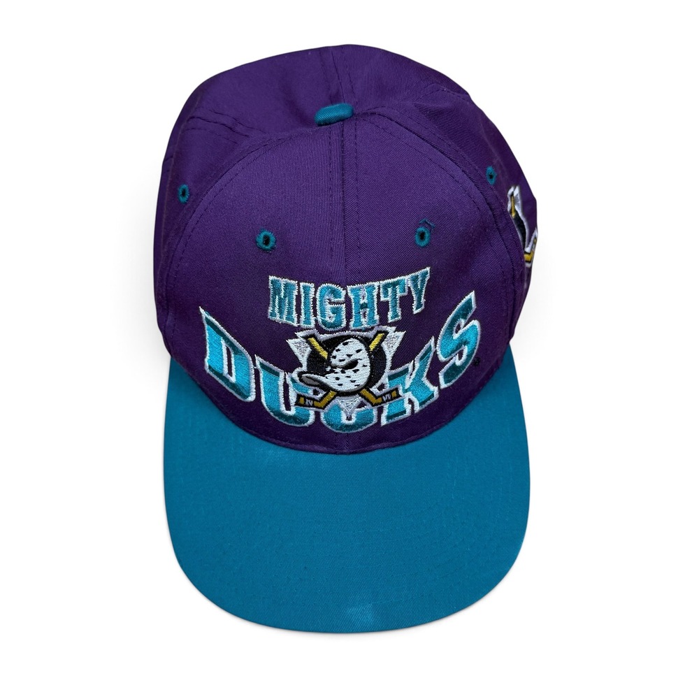 Vintage Mighty Ducks Anaheim NHL Snapback Hat The G Cap Purple Teal Retro Cap - Picture 2 of 11